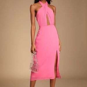 Pink halter midi dress - Lulus
